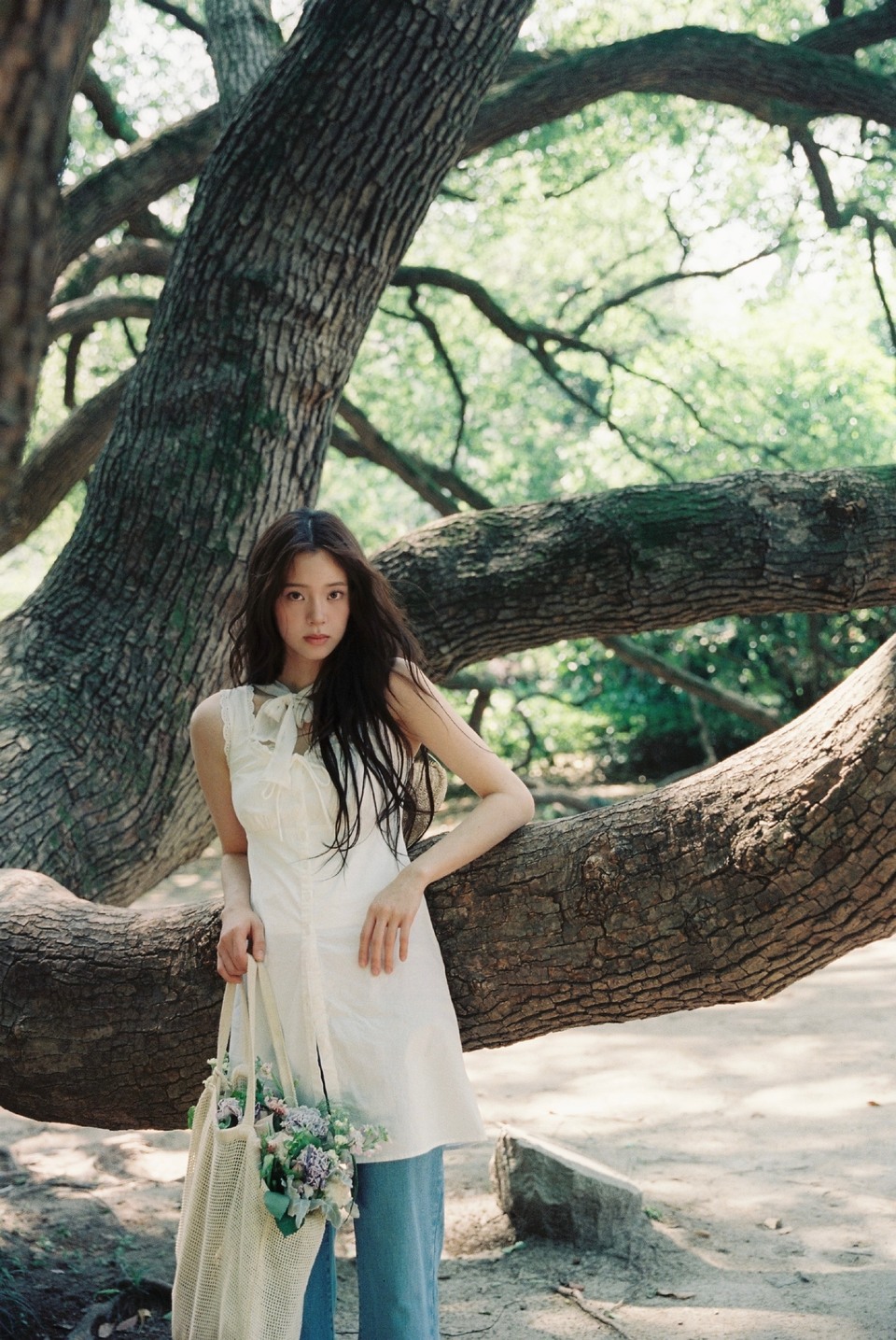 欧阳娜娜定格此刻美好 林间光斑是天然的滤镜  第2张